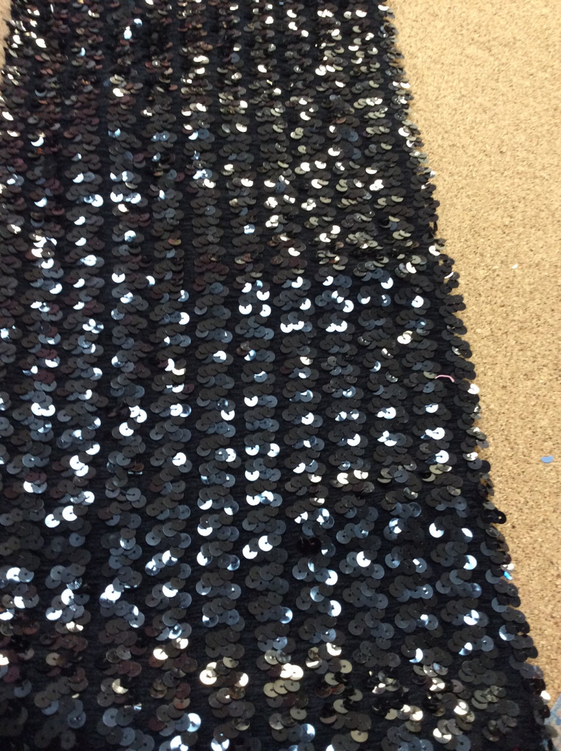Sequin Stretch Fabric Sequins Fabric Black Sequins on a Etsy