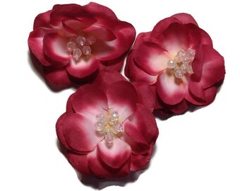 Wholesale Flowers, Christmas Flower Pin, Fabric Flowers, Beaded Flower, Christmas gift, Christmas decorations -18 flowers