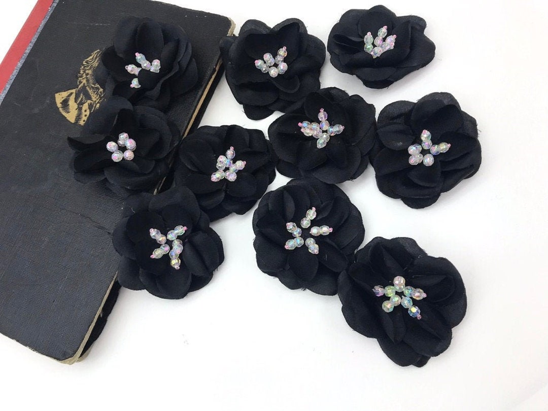 Black Flowers, Black Flower Pin, Black Flower, Black Corsage, 10 Black ...