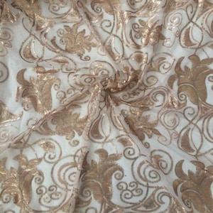 RoseGold Pailletten Spitze, Pailletten Netz, Pailletten Stoff, Spitzenstoff, Goldspitze, GoldSpitze Stoff, Stickerei, Florale Stickerei