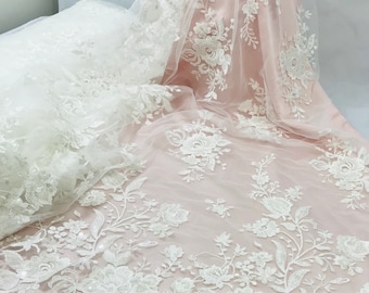 Ivory bridal mesh, lace, bridal lace, lace fabric