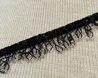 Black Trim, Black Beaded Trim, Beaded Trim for Scrapbooking, Dress Trim, Card Making, Scrapbooking, Black Trimming, Hanging Beads Trim