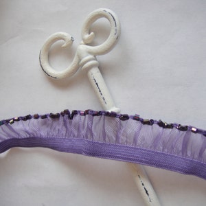 Purple Stretch Trim with Ruched Organza with beads for DIY Garters, Headbands, Lingerie (21-126)