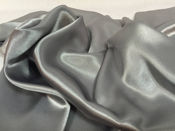 Silver Triacetate Fabric, Shiny Fabric, Shiny Material, Silver Fabric,  Flowy Fabric, Pillow Cover Fabric, Upholstery Fabric, Remnant Fabric 
