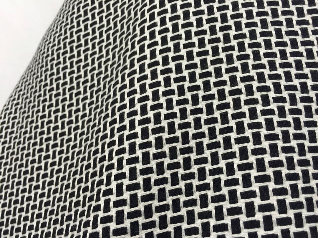 Black and White Fabric Picnic Basket Pattern Fabric Black Etsy