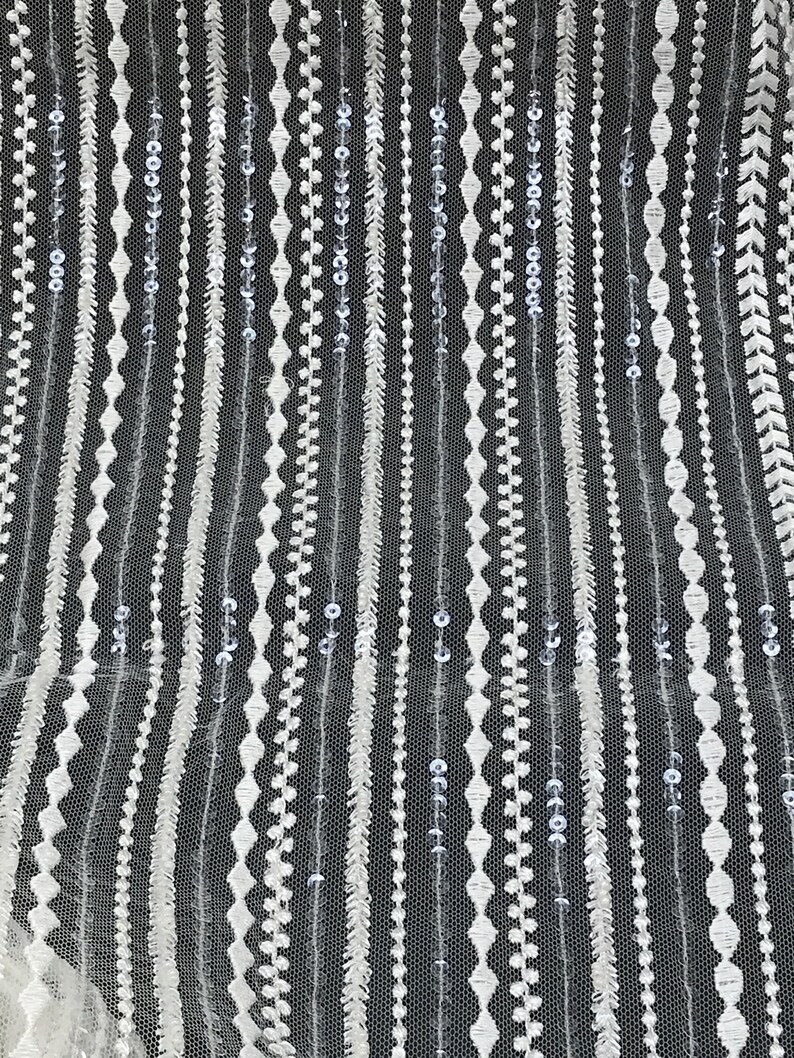 Neglige Lace Striped Lace Fabric Dress Fabric Beaded Lace Beaded Lace Wedding Lace Fabric Linear Lace Fabric Ivory Lace Fabric