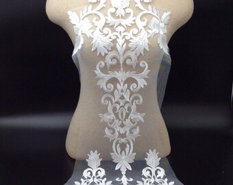 White /ivory Scroll Design patch, Intricate Design for Bridal, Crafts, and DIY project 2 pieces