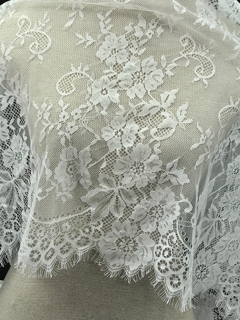 White Lace Fabric Floral Lace Fabric Floral Fabric Bridal | Etsy