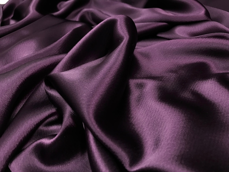 Plum Triacetate Shiny Material Plum Fabric Dark Purple Triacetate Fabric Dark Purple Flowy Material Dark Purple Material