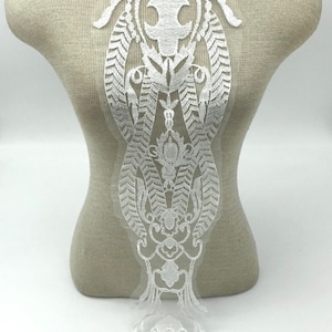 White Embroidered Lace Applique, Embroidered Tulle, Embroidered Lace Applique, Tulle Applique, Bridal Applique