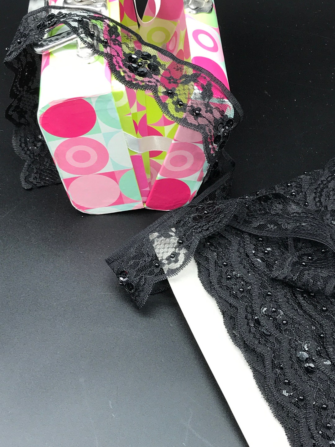 Black Lace Trim, Black Sequins Lace Edge, Mask Supply, Lace Edging ...