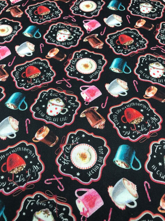 Black Cotton Print Designer Fabric Joann Fun Fabrics Print | Etsy