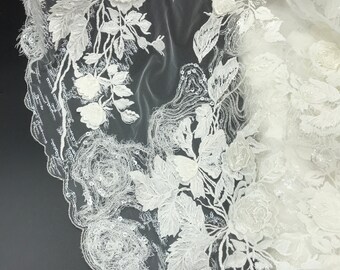Bridal  floral  3 d fabric, wedding dress material