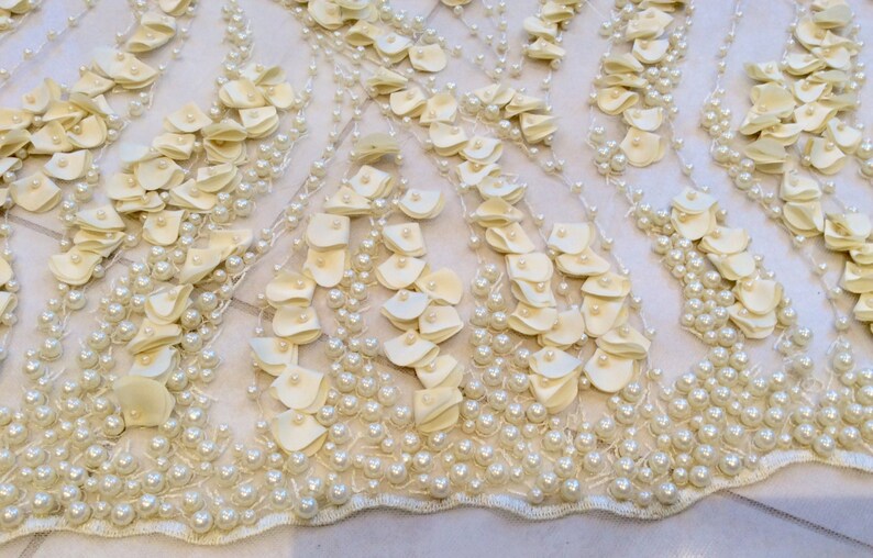 Lace Vanilla Lace Fabric Beaded Lace Beige Beaded Lace Etsy UK