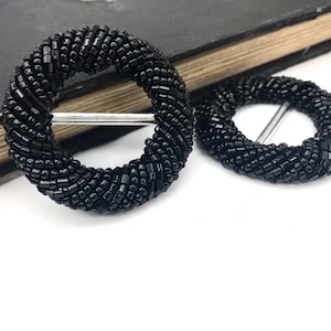 Black Beaded Buckle, Beaded Buckle, Sash Ties, Belt Buckle, Sash Buckle, Dress Buckle DIY Buckle, Beaded Buckle, Black Metal Buckle