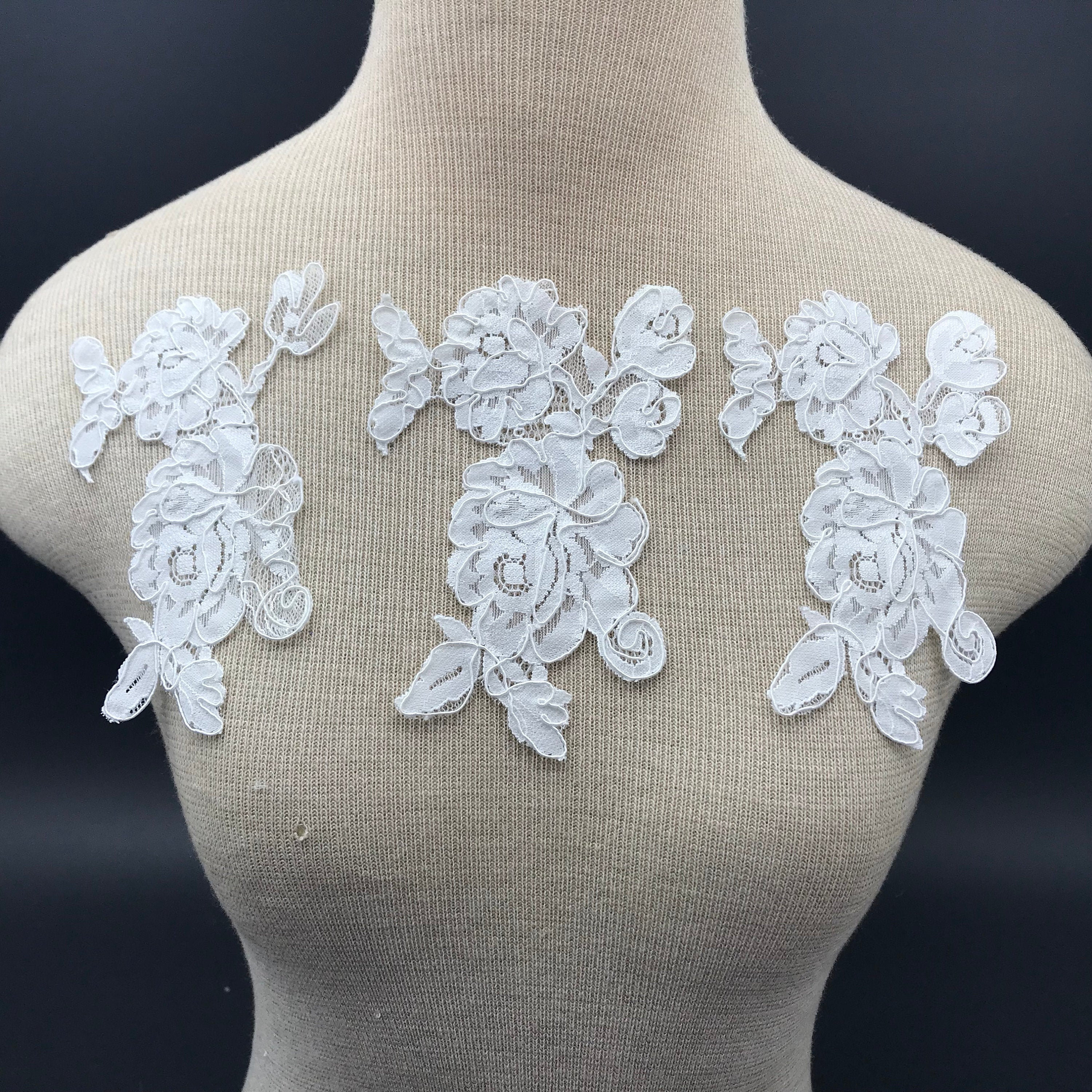 White Lace Applique Lace Appliques Guipure Applique White Etsy