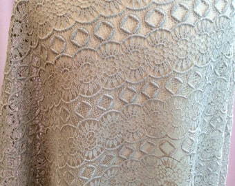Silver Guipure Lace Fabric, Venise Lace Fabric, Grey Lace, Venise Bridal Lace, Bridal lace remnant