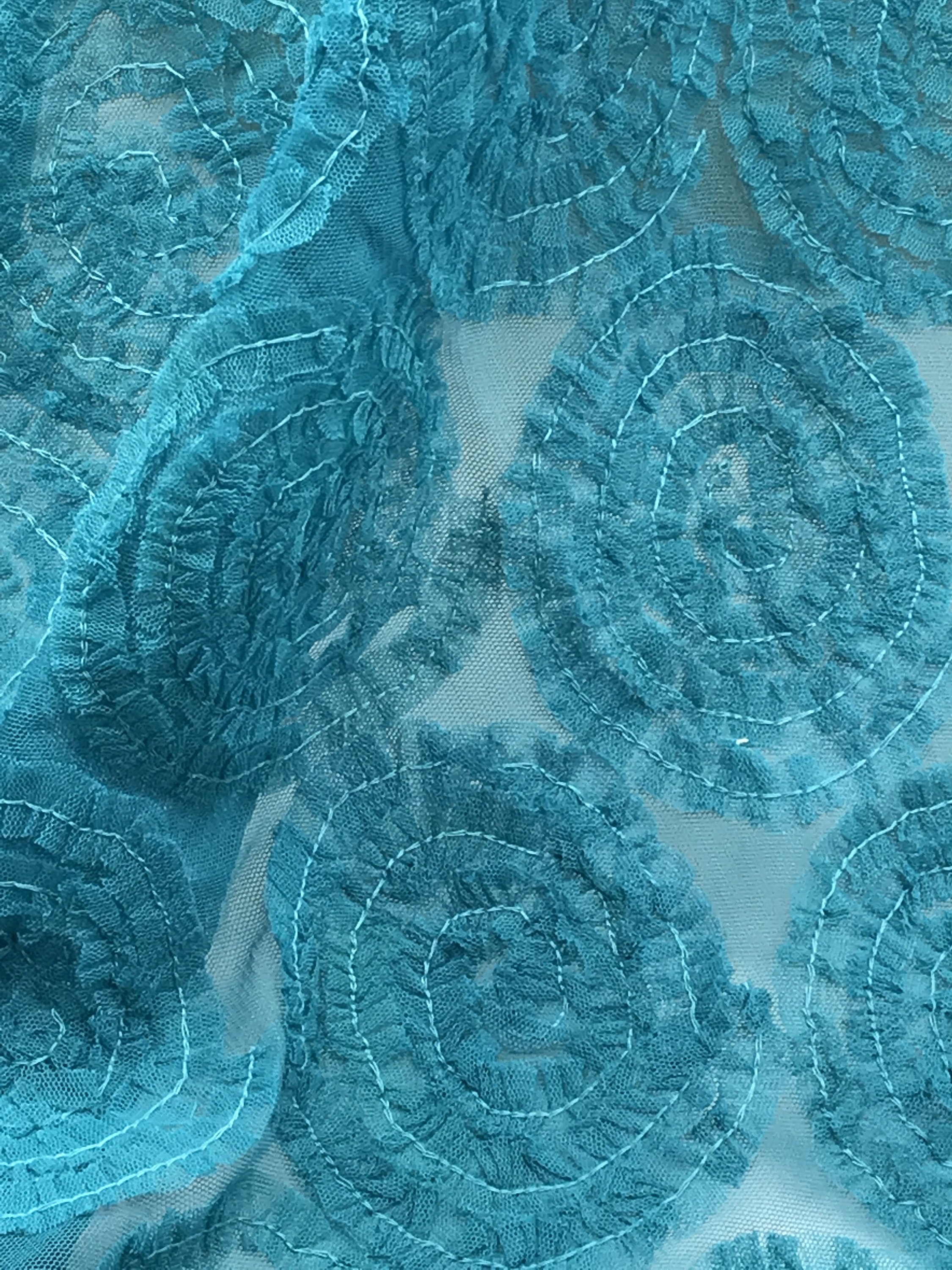 Turquoise Tulle Ruching Embellishment Fabric Blue Green Etsy Canada