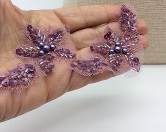Floral beaded sequin Patch applique embellishment for dress crafts,costume embellishment