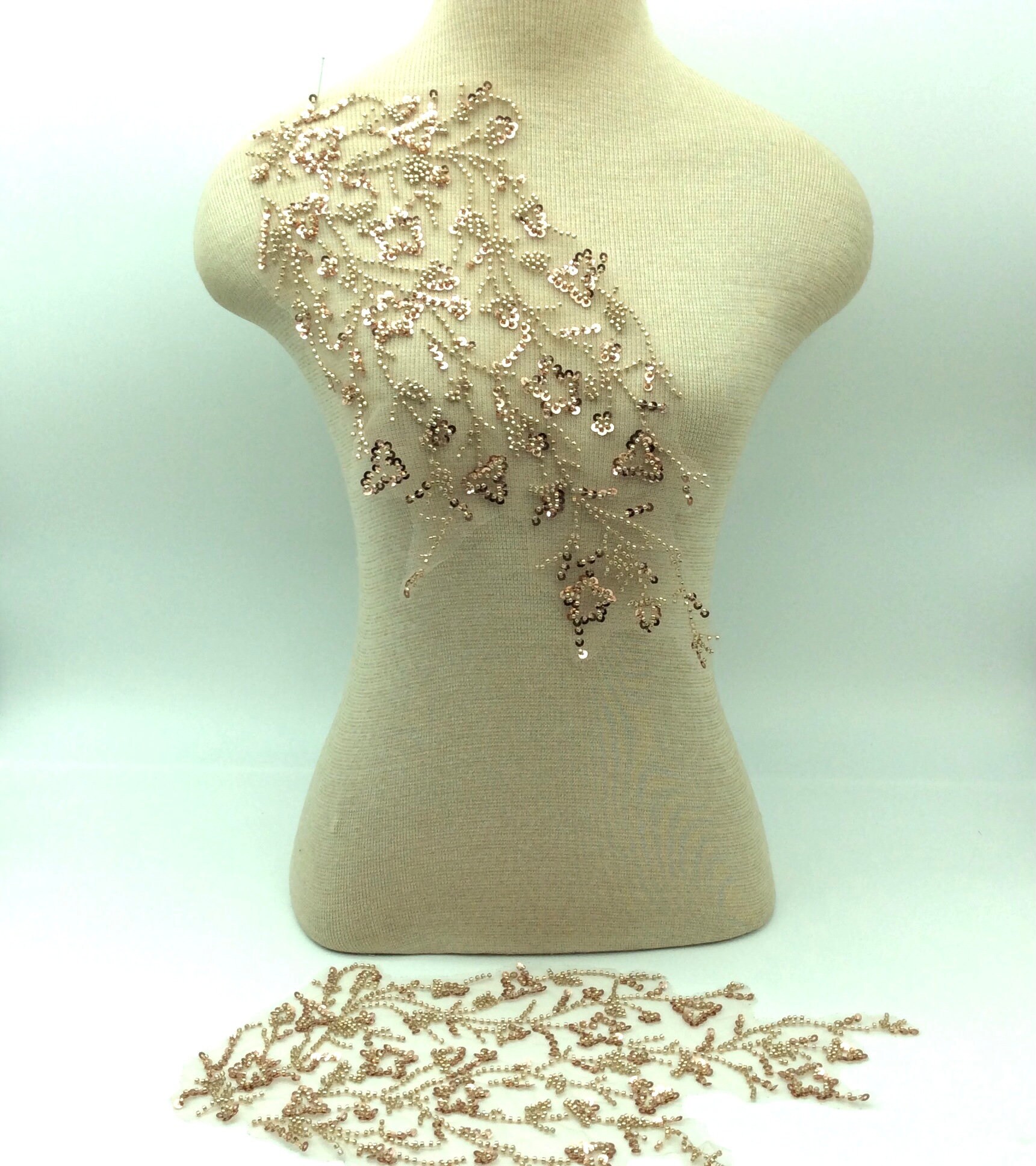 Rose Gold Beaded Sparkle Dress Accessories Applique,sew on Luxury Piece -  Etsy