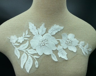 Appliqué en dentelle, appliqués de fleurs, fleurs, patch floral pour la mariée