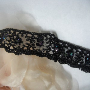 Vintage Black Lace Trim Beaded Crochet Lace Crochet Edge - Etsy