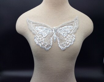 Butterfly sparkly beaded sequins patch applique,sew on clothing , accessories and home decor