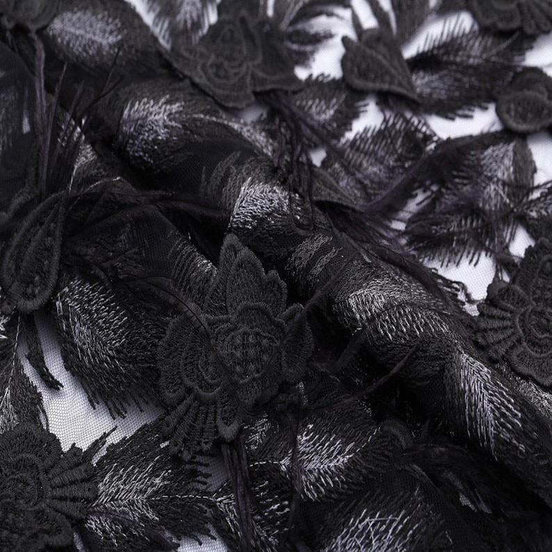 Black Beaded Lace Ebony