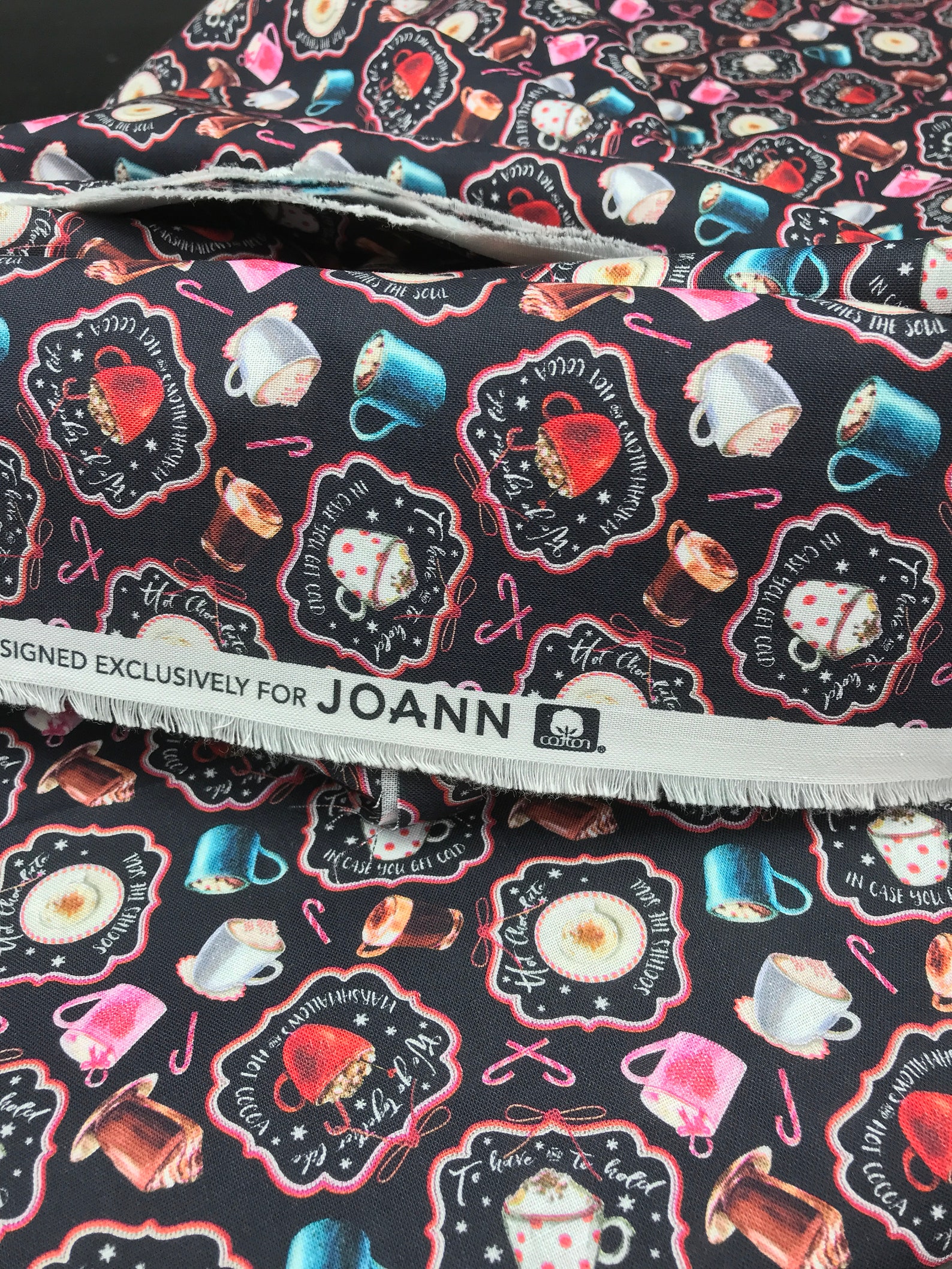 Black cotton print designer fabric joann fun fabrics print Etsy