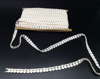 Beige écru lace trim, beige dots trim, cotton lace, ecru