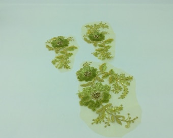 Green Sequin Flower, Flower Pin, Green Floral Pin, Sequin Brooch, Lime Green Flower, Lime Green Flower for Costumes, Costume Supply, Sequins