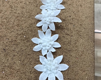 White 3d lace trim by the yard,border, embellishment