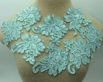 Mint corded lace patch,alencon lace