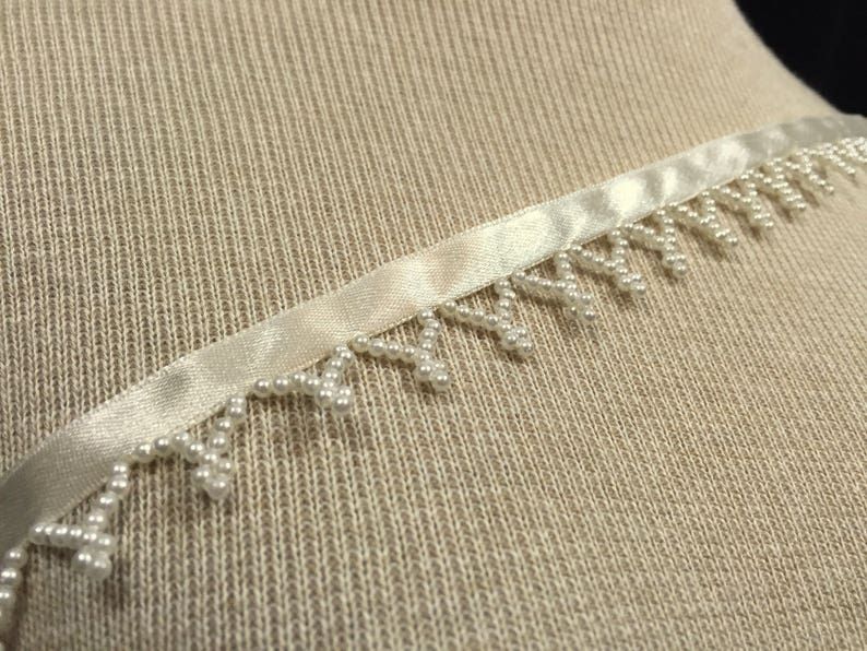 Ivory Beaded Trim for Wedding Ivory Beads Cake Jewelry Costumes Sashes Purses Ivory Hanging Beads Ivory Beaded Trim Beaded Trim