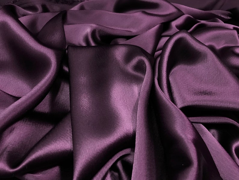 Plum Triacetate Shiny Material Plum Fabric Dark Purple Triacetate Fabric Dark Purple Flowy Material Dark Purple Material