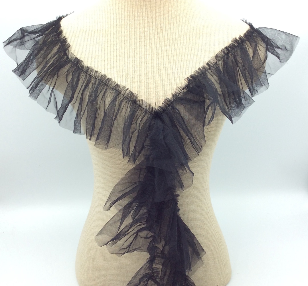 Mesh Fril Black Mesh Frill Trim, Mesh Fabric,trim for Dress, Tulle Fabric, Black ...