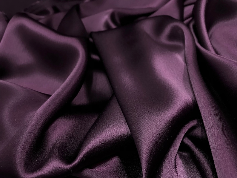 Plum Triacetate Shiny Material Plum Fabric Dark Purple Triacetate Fabric Dark Purple Flowy Material Dark Purple Material