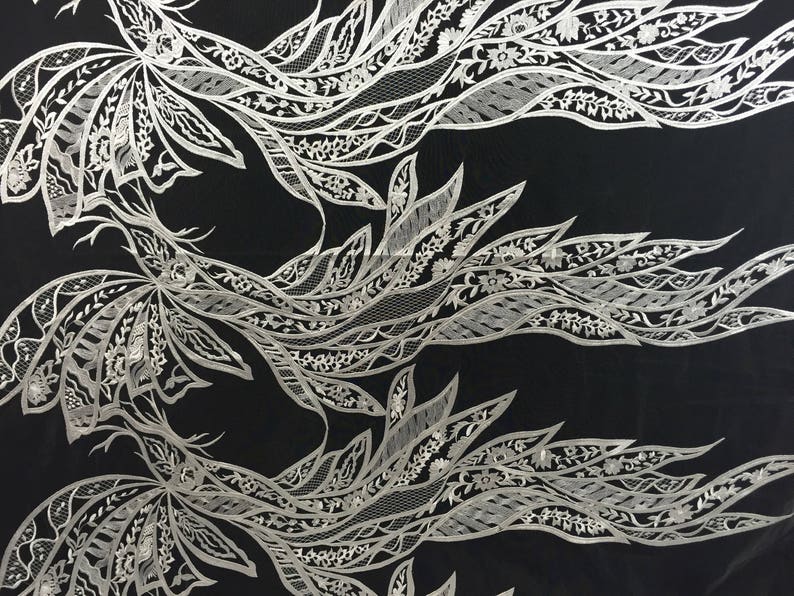 Wedding Dress Lace White Fabric Bridal Fabric Lace Fabric Embroidered Tulle light ivory Lace Material