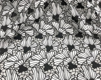 Black and white fabric, guipure lace fabric, venise Material, water soluble