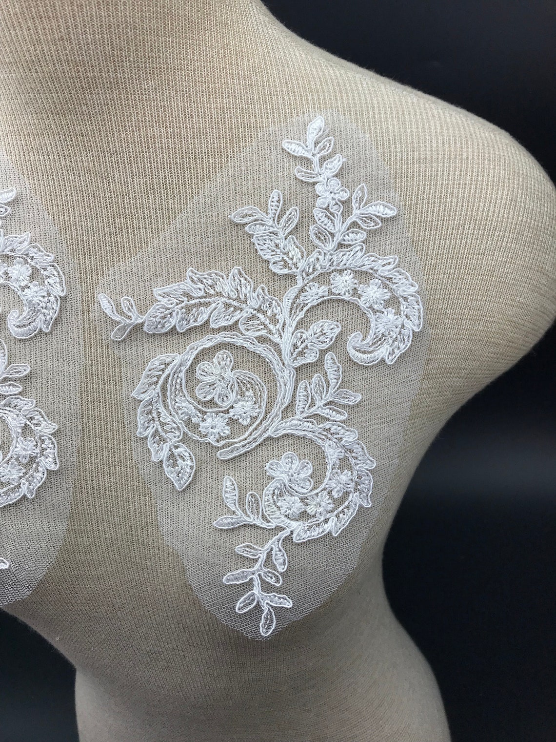 White Lace Appliques Vintage Lace Applique Floral Applique Etsy