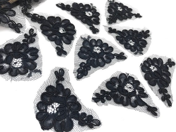 black floral applique