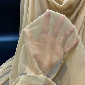 Dark Nude Stretch Mesh, Mesh Fabric, Nude Mesh Material, Sheer Fabric