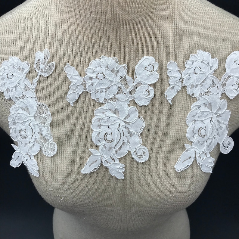 White Lace Applique Lace Appliques Guipure Applique White Etsy Canada