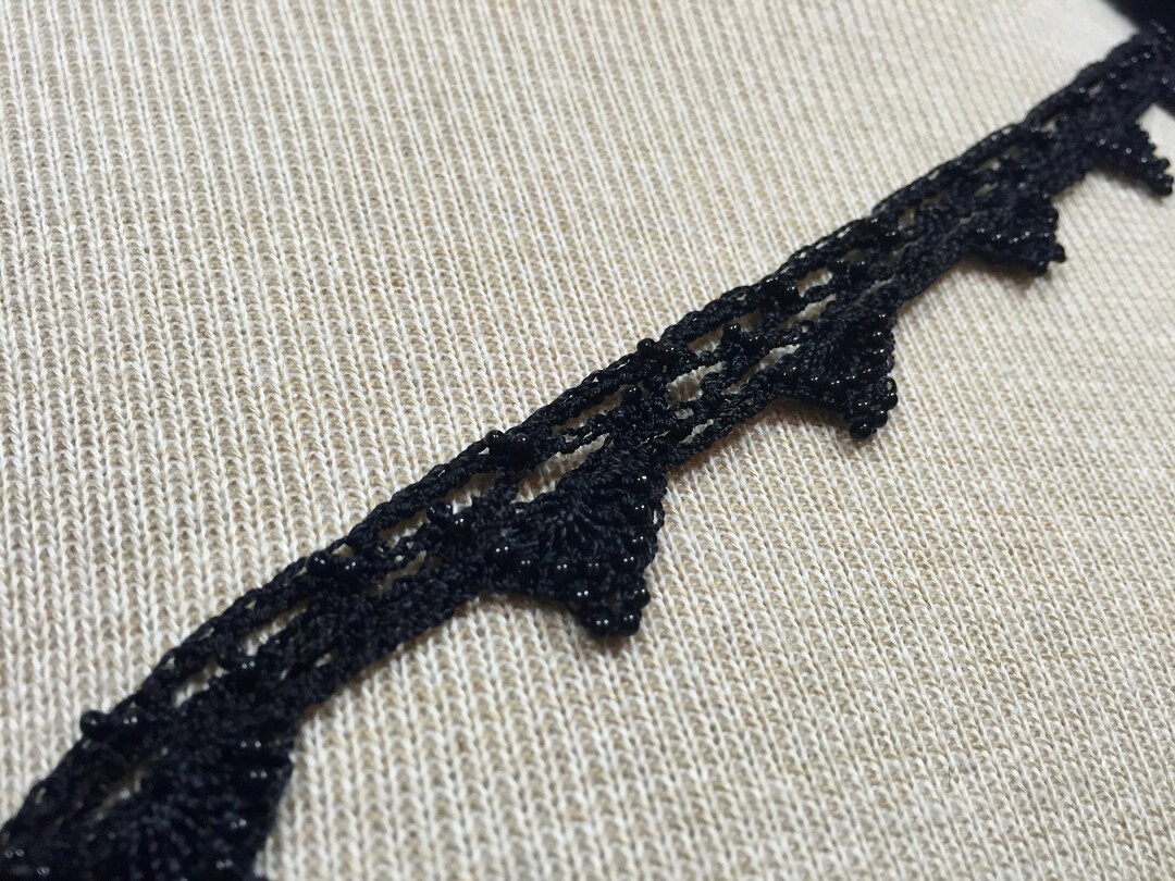 Black Lace Trim, Black Beaded Trim, Black Trimming, Blace Lace, Beaded