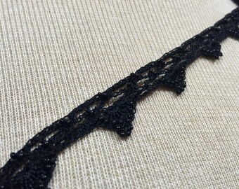 Black Lace Trim, Black Beaded Trim, Black Trimming, Blace Lace, Beaded Trim, Embellishment, Black Decorative Lace Trim, Vintage Lace Trim