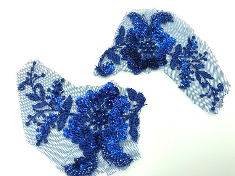 Royal Blue Sequin Flower Blue Applique Blue Sequin Sequin Etsy