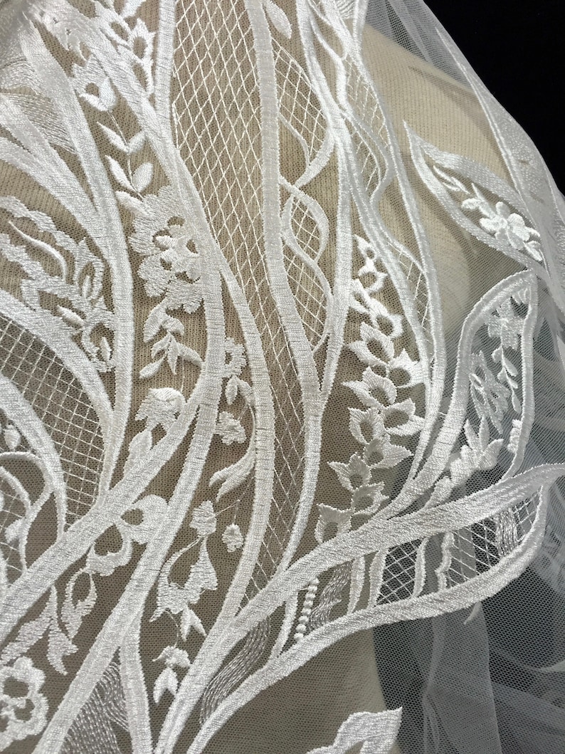 Wedding Dress Lace White Fabric Bridal Fabric Lace Fabric Embroidered Tulle light ivory Lace Material