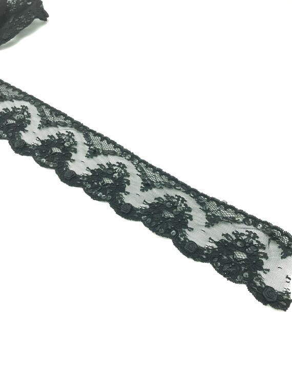 Black beaded 2024 lace trim
