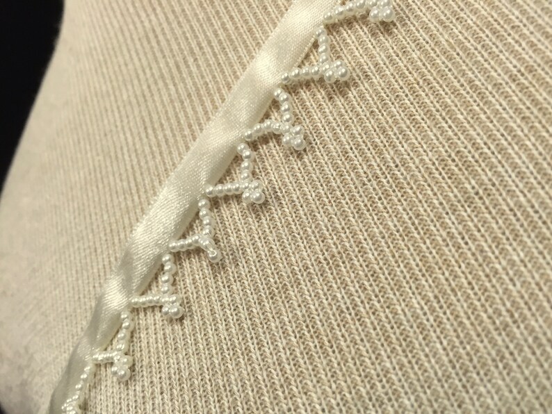 Ivory Beaded Trim for Wedding Ivory Beads Cake Jewelry Costumes Sashes Purses Ivory Hanging Beads Ivory Beaded Trim Beaded Trim