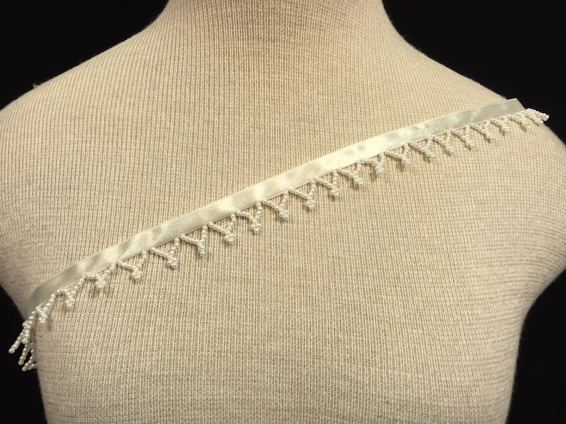 Ivory Beaded Trim for Wedding Ivory Beads Cake Jewelry Costumes Sashes Purses Ivory Hanging Beads Ivory Beaded Trim Beaded Trim